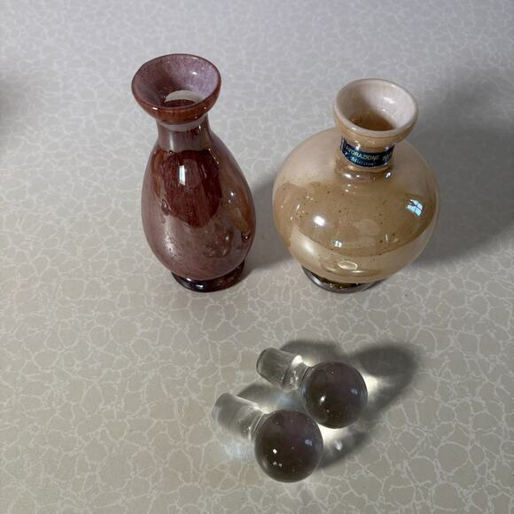 Vintage Italian Art Glass Perfume Bottles Pair Murano Lavorazione Italy Set Of 2 - Picture 8 of 8